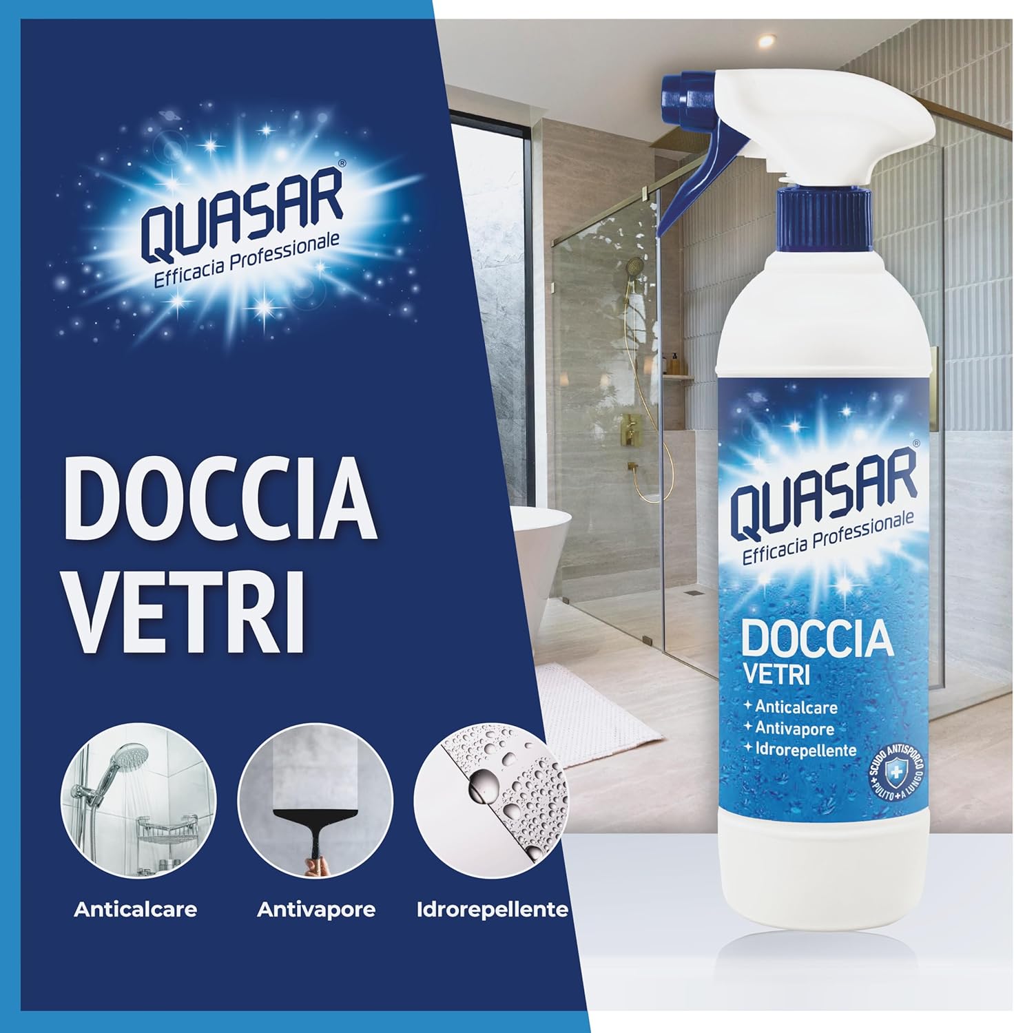 Quasar Doccia Vetri - Dettaglio prodotto spray vetri doccia